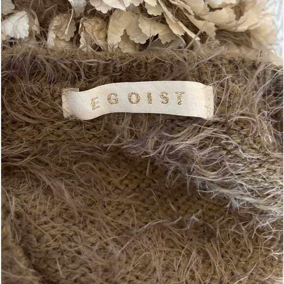 Egoist Sweater Multi-material with Pedal like design, stripes and mohair look. - Picture 3 of 12